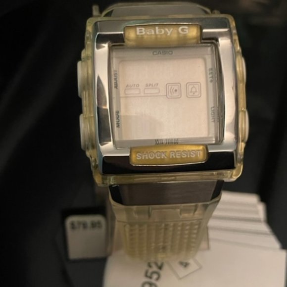 Casio Baby G Square Face Shock Resistant Clear Jelly Strap Watch.  BG184 EUC - Picture 1 of 7